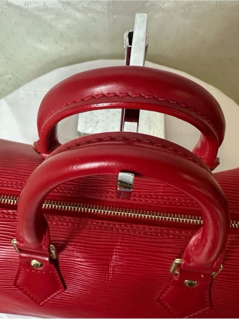 Louis Vuitton Red Epi Speedy 30 with Gold Hardware - Picture 12 of 16